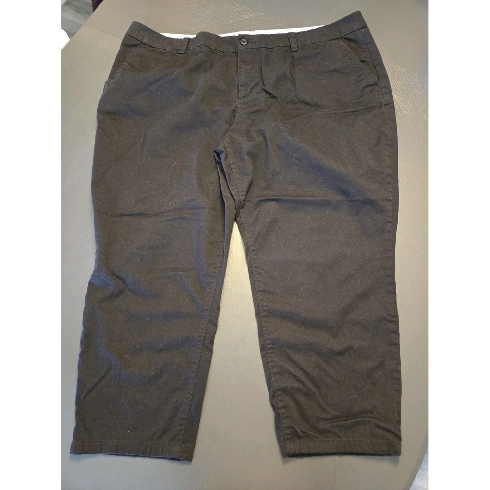 JCP Black Stretch Cotton Chino Pants Plus Size 22W Mid Rise Straight‎ Leg